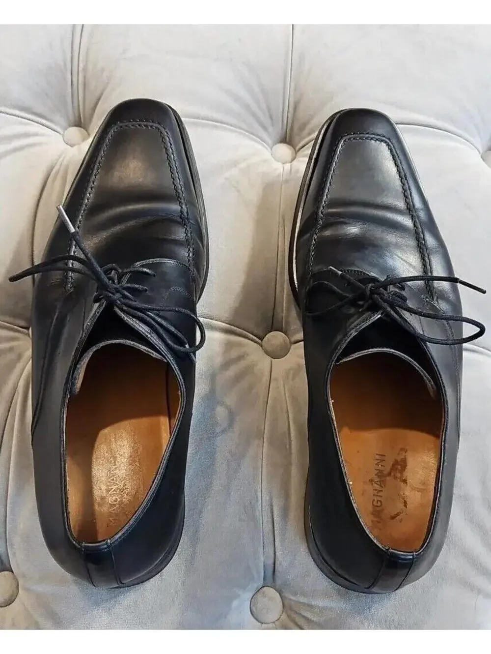 Magnanni 13723 Black Leather LaceUp Oxfords Loafers Mens Dress Shoes 9.5 M Nice!